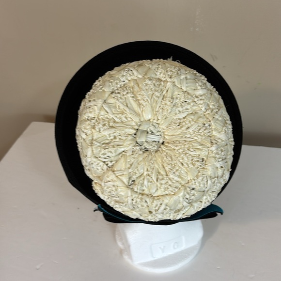 Vintage Black and Cream Woven High Top Bowlers Derby Hat Union Tag - Picture 6 of 14